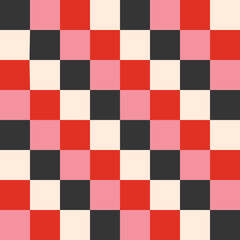 Retro geometrical checkered seamless pattern with colorful squares. Love Valentine's Day romantic background