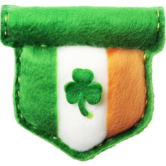 Felt Irish flag with shamrock banner St Patrick's Day theme isolated