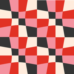 Retro geometrical checkered seamless pattern with colorful squares. Love Valentine's Day romantic...