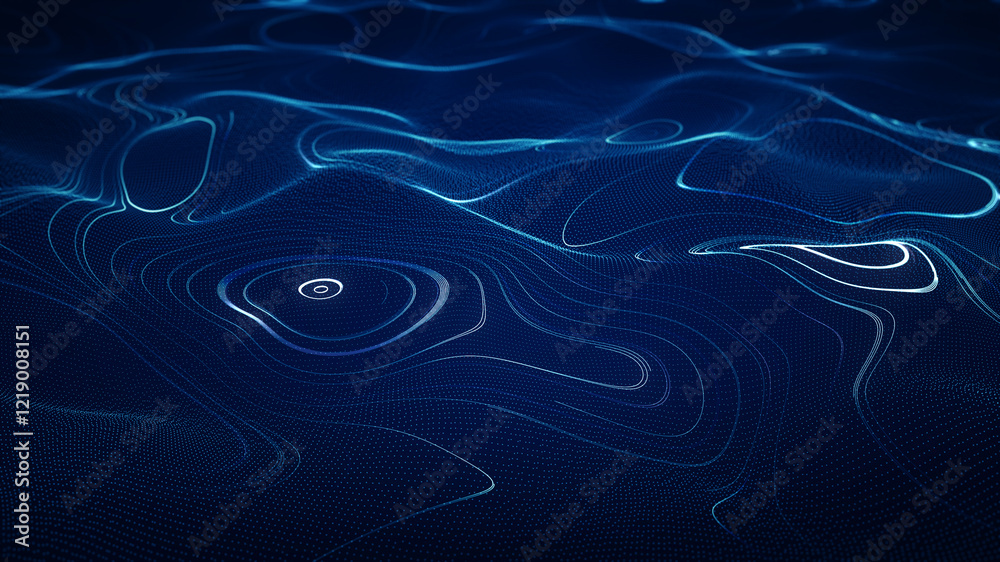 Poster abstract cyber big data flow particles. big data flow and artificial intelligenc.