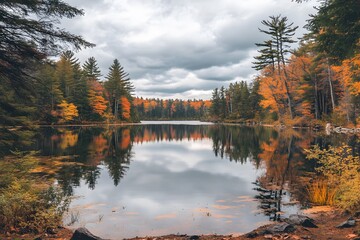 Naklejka premium autumn in the mountains, Generative AI