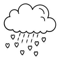 Love Cloud Raining Hearts Minimal Vector Line Art