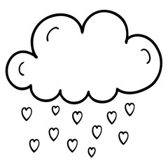 Love Cloud Raining Hearts Minimal Vector Line Art