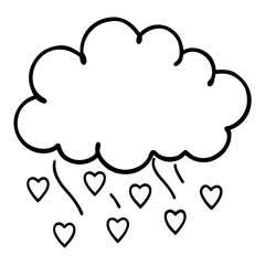 Love Cloud Raining Hearts Minimal Vector Line Art