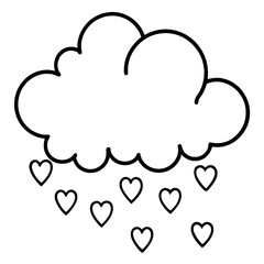 Love Cloud Raining Hearts Minimal Vector Line Art