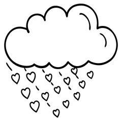 Love Cloud Raining Hearts Minimal Vector Line Art