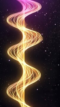 Golden swirling light trails against a starry night sky, perfect for abstract backgrounds, space-themed art, branding, and creative projects