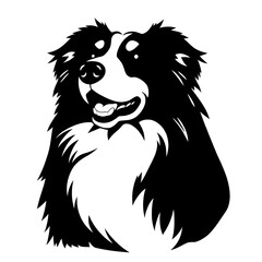 Obraz premium Border collie dog illustration icon, black silhouette vector