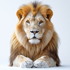 Majestic lion resting in serene environment showcasing strength