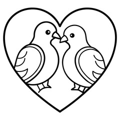 Lovebirds Outline Vector Artwork