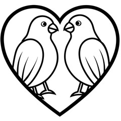 Lovebirds Outline Vector Artwork