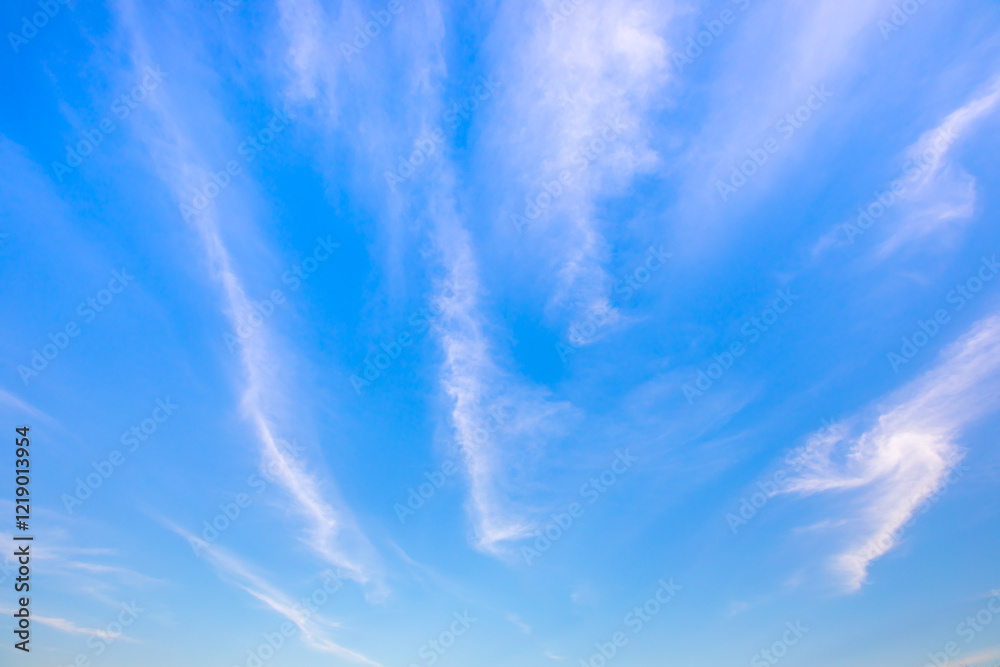Wall mural sky with blue color and white clouds for background usage.