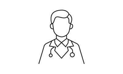 Male doctor outline icon isolated on transparent background flat vector illustration. EPS10