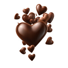 heart shaped Chocolate floating in the air on a transparent background