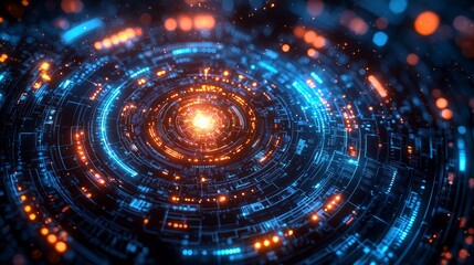 Obraz premium Abstract glowing digital circle, technology concept, futuristic background