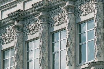 Facade of Kyiv College of Communication with ornate stucco