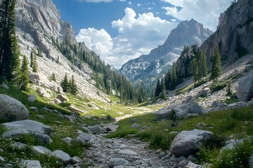 A mysterious and wonderful mountain scenery, Generative AI	
