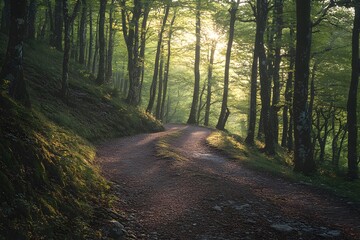 Obraz premium road in the forest, Generative AI 