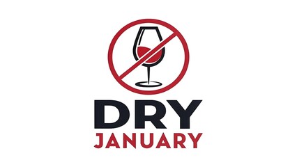 wine glass silhouette  text "DRY JANUARY"