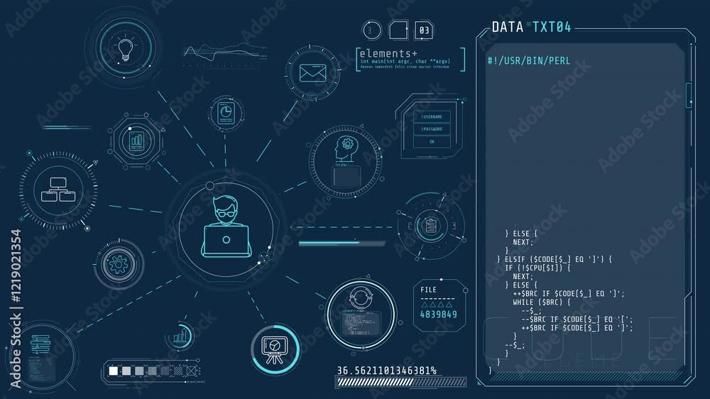 Wall mural animated infographics about it professional and programming.