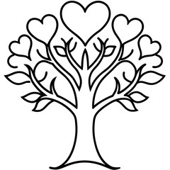 Minimal Line Art of a Tree of Love