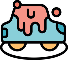 Light blue car getting painted pink in an auto body shop, undergoing vehicle customization