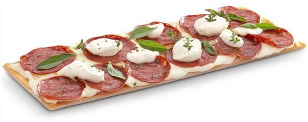 Savor the Delight of Gourmet Pepperoni Pizza with Artisan Crust A Culinary Masterpiece Explore our Pizza Recipes and create your own delicious dish Fresh herbs garnish this amazing pepperoni pizza