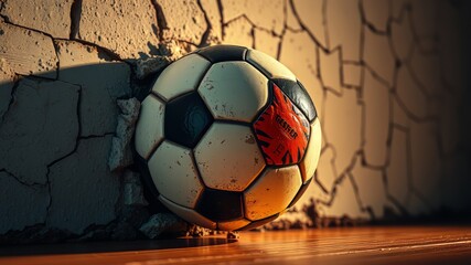 Cracked Wall Soccer Ball Impact High Detail