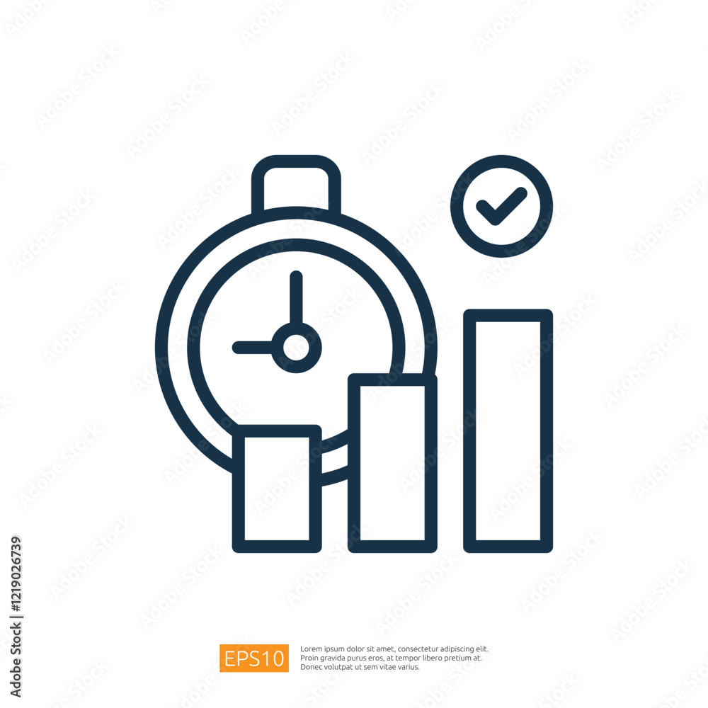 Poster a stopwatch and bar graphs, symbolizing time management and performance metrics. it represents effic