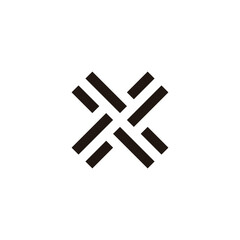 Letter X square, ribbon geometric symbol simple logo vector