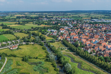 Blick auf die sehenswerte Kreisstadt Gunzenhausen an der Altmühl in Mittelfranken