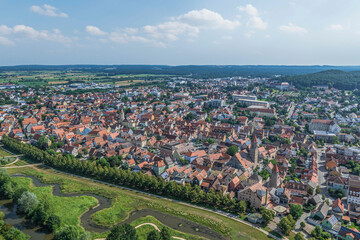 Blick auf die sehenswerte Kreisstadt Gunzenhausen an der Altmühl in Mittelfranken
