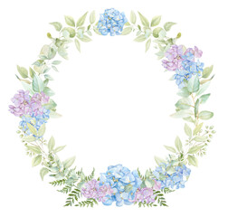 Spring wreath, watercolor illustration, png, pastel shades