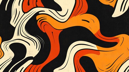 Obraz premium Abstract orange and black swirl pattern, artistic background, design element, ideal for website or print