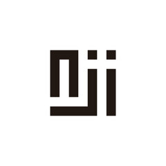 Letter nji square geometric symbol simple logo vector