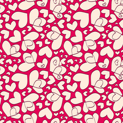 Retro Valentine's Day romantic seamless pattern with cute cartoon hearts. Love background for february 14
