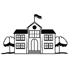 School building minimalist icon black silhouette 