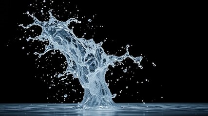 Fototapeta premium Dynamic Water Splash Abstract Art - Black Background, Refreshing Motion, High Quality