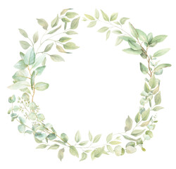 Spring wreath, watercolor illustration, png, pastel shades