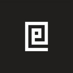 Letter e round, square geometric symbol simple logo vector