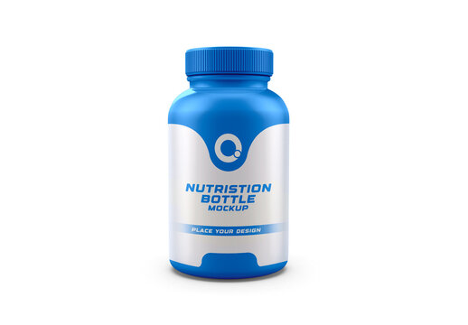 Plastic Nutrition Jar Mockup with Black Cap