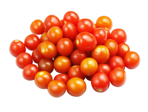 Fresh Red Cherry Tomatoes Pile, Isolated Food Ingredient with Bright Red Color, Healthy Organic Produce for Cooking and Nutrition, Isolated on Transparent Background, Ai Generated Images