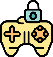 Padlock securing a game controller symbolizing parental control, gaming restrictions, and child safety online