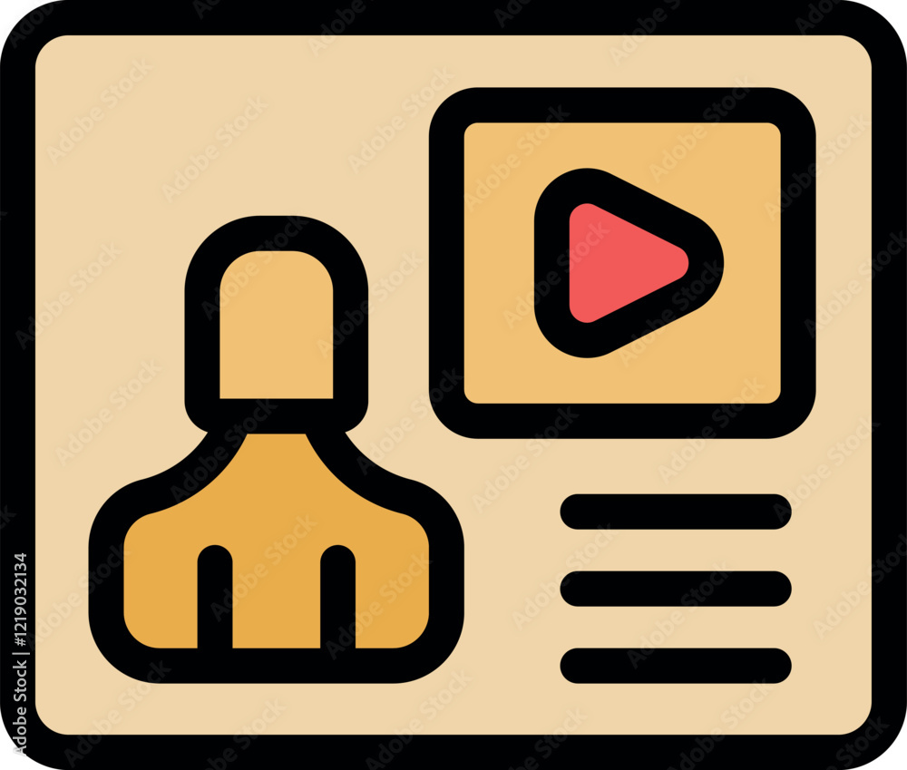 Poster video player interface displaying user profile information and a prominent play button, suggesting t