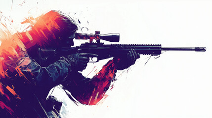 Illustration of a sniper rifle being held by an agent