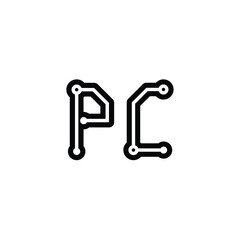 PC monogram logo design letter text name symbol monochrome logotype alphabet character simple logo