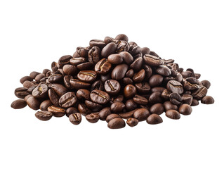 Naklejka premium Aromatic Roasted Coffee Beans with Rich Brown Color, Closeup Pile for Coffee Brewing and Cafe Use, Perfect for Food and Beverage Photography, Isolated on Transparent Background, Ai Generated Images