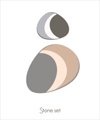 Stones of different colors and shapes from a set of natural textures for design or yoga, logos or drawings. Vector.