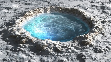 Alien Planet Crater Lake- Sci-fi Landscape with Turquoise Water