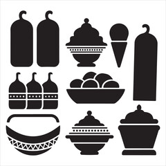 set of vector lifter meal silhouettes